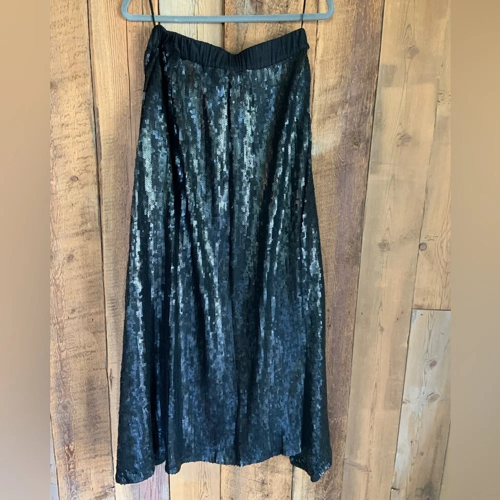 Chan Luu * Beautiful * Long Black Sequin Maxi Skirt - Picture 2 of 9